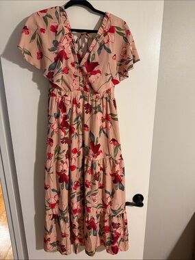 Floral V-Neck Midi Dress